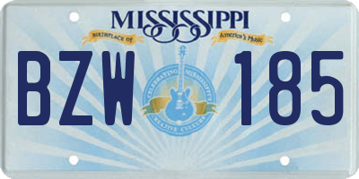 MS license plate BZW185