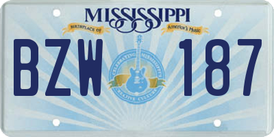 MS license plate BZW187