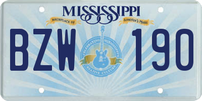 MS license plate BZW190