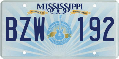 MS license plate BZW192