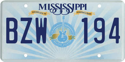 MS license plate BZW194