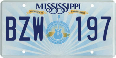 MS license plate BZW197