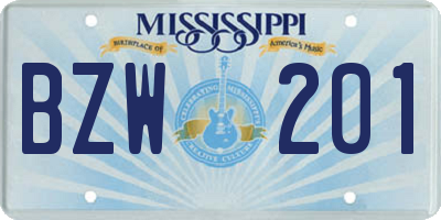 MS license plate BZW201