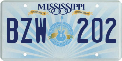 MS license plate BZW202