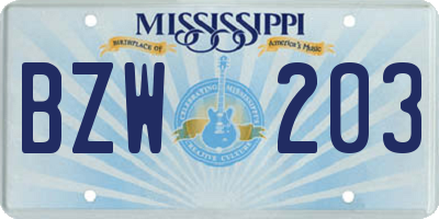 MS license plate BZW203