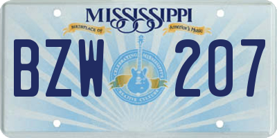 MS license plate BZW207