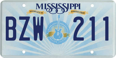 MS license plate BZW211