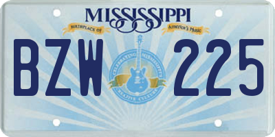 MS license plate BZW225