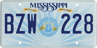 MS license plate BZW228