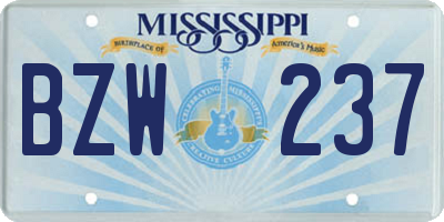 MS license plate BZW237
