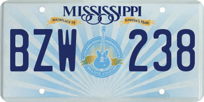 MS license plate BZW238