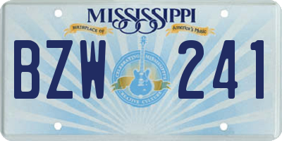 MS license plate BZW241