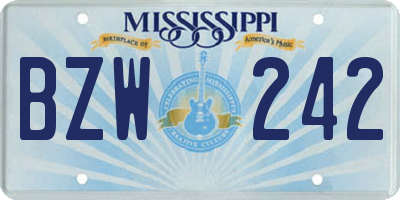 MS license plate BZW242