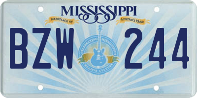 MS license plate BZW244