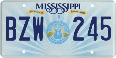 MS license plate BZW245