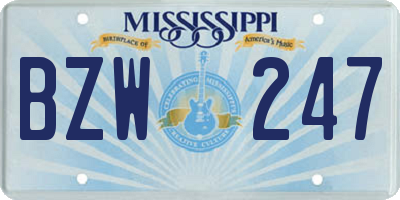 MS license plate BZW247