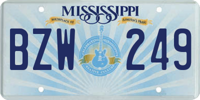 MS license plate BZW249
