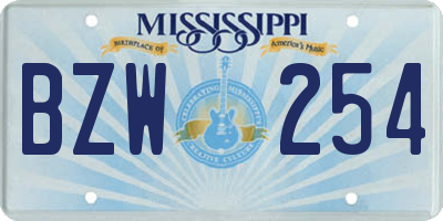MS license plate BZW254