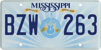 MS license plate BZW263