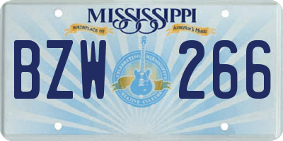 MS license plate BZW266