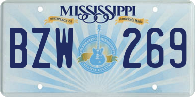 MS license plate BZW269