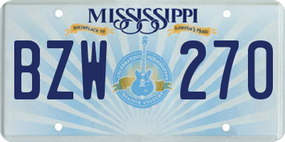 MS license plate BZW270