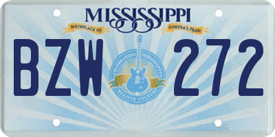 MS license plate BZW272