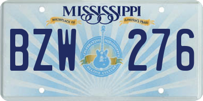 MS license plate BZW276