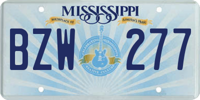 MS license plate BZW277