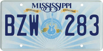 MS license plate BZW283