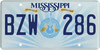MS license plate BZW286
