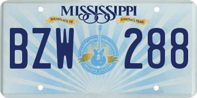 MS license plate BZW288