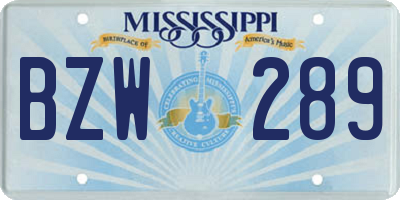 MS license plate BZW289