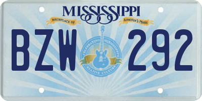 MS license plate BZW292