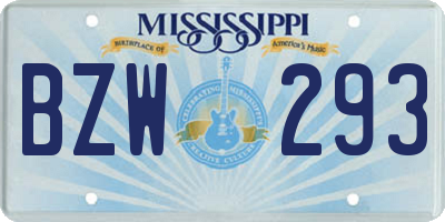 MS license plate BZW293