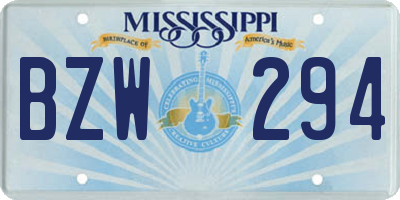 MS license plate BZW294