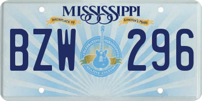 MS license plate BZW296