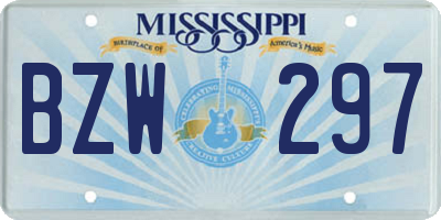 MS license plate BZW297