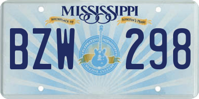 MS license plate BZW298