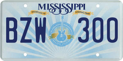 MS license plate BZW300