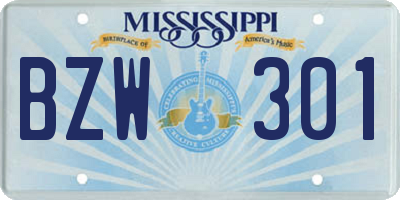 MS license plate BZW301