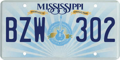 MS license plate BZW302