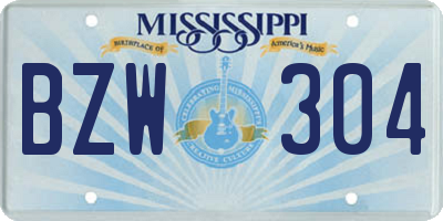 MS license plate BZW304