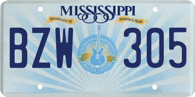 MS license plate BZW305