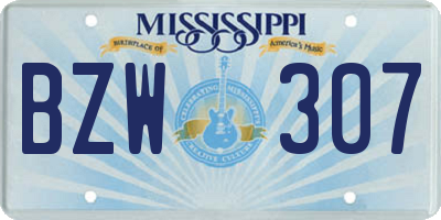 MS license plate BZW307