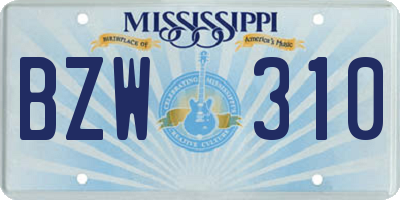 MS license plate BZW310
