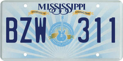 MS license plate BZW311
