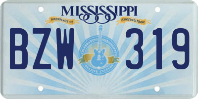 MS license plate BZW319