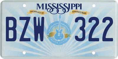 MS license plate BZW322
