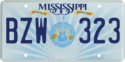 MS license plate BZW323